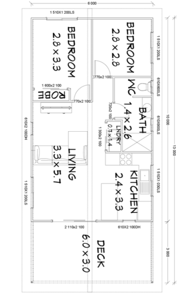 The Bayview 60 B&W Layout